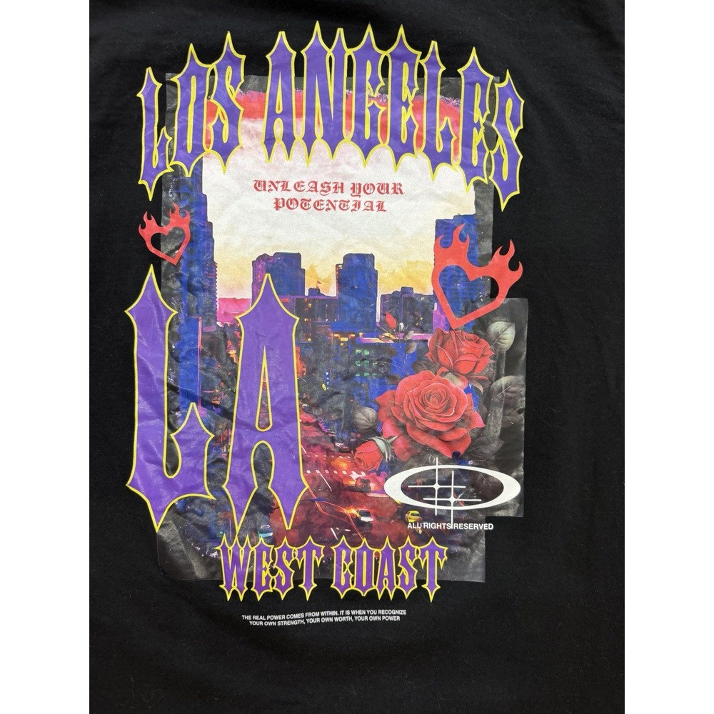 One Brand Los Angeles T Shirt Mens L Black LA West Coast Graphic Streetwear